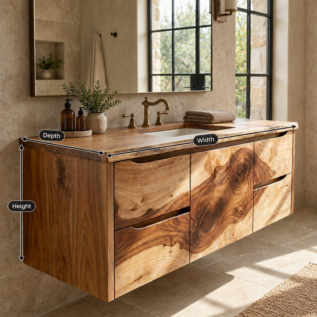 Modern Floating Solid Wood Bathroom Vanity With Storage Drawers