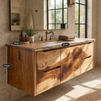 Modern Floating Solid Wood Bathroom Vanity With Storage Drawers