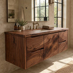 Modern Floating Solid Wood Bathroom Vanity With Storage Drawers