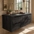 Modern Floating Solid Wood Bathroom Vanity With Storage Drawers