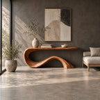 Mid Century Sculptural Console Table With Wave Base For Entryway