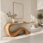 Mid Century Sculptural Console Table With Wave Base For Entryway