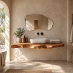 Minimalist Floating Bathroom Vanity Shelf With Natural Live Edge