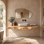 Minimalist Floating Bathroom Vanity Shelf With Natural Live Edge