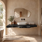 Minimalist Floating Bathroom Vanity Shelf With Natural Live Edge