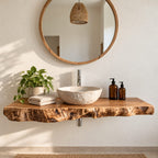 Farmhouse Raw Edge Floating Bathroom Vanity Top With Chunky Profile