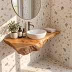 Farmhouse Raw Edge Floating Bathroom Vanity Top With Chunky Profile