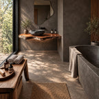 Handcrafted Thick Slab Floating Bathroom Vanity With Rugged Live Edge