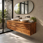 Modern Solid Wood Floating Bathroom Vanity With 4 Drawers