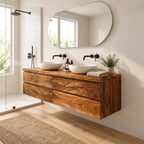 Modern Solid Wood Floating Bathroom Vanity With 4 Drawers