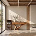 Organic Live Edge Console Table With 3 Drawers For Entryway And Hallway