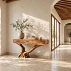 Organic Live Edge Console Table With 3 Drawers For Entryway And Hallway