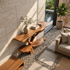 Contemporary Live Edge Console Table With Tree Branch Base For Entryway