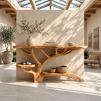 Contemporary Live Edge Console Table With Tree Branch Base For Entryway