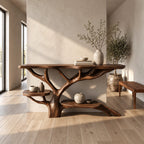 Contemporary Live Edge Console Table With Tree Branch Base For Entryway
