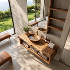 Coastal Live Edge Floating Bathroom Vanity With Open Towel Shelf