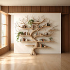 Handcrafted Wall Tree Bookshelf With Spreading Branch Shelves For Bedroom