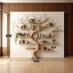Handcrafted Wall Tree Bookshelf With Spreading Branch Shelves For Bedroom