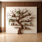 Handcrafted Wall Tree Bookshelf With Spreading Branch Shelves For Bedroom