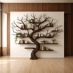 Handcrafted Wall Tree Bookshelf With Spreading Branch Shelves For Bedroom
