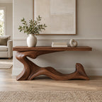 Contemporary Wave Base Console Table With Low Display Ledge For Hallway