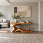 Contemporary Wave Base Console Table With Low Display Ledge For Hallway