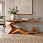 Contemporary Wave Base Console Table With Low Display Ledge For Hallway
