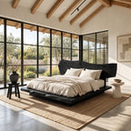 Modern Rustic Live Edge Bed Frame With Chunky Slab Platform For Bedroom