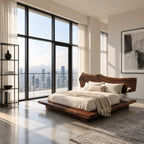 Modern Rustic Live Edge Bed Frame With Chunky Slab Platform For Bedroom