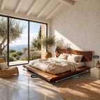 Modern Rustic Live Edge Bed Frame With Chunky Slab Platform For Bedroom