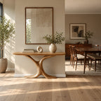 Modern Sculptural Wood Console Table With Y Shaped Trunk Base For Entryway