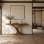Modern Sculptural Wood Console Table With Y Shaped Trunk Base For Entryway
