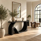 Sculptural Solid Wood Console Table With Wave Base For Entryway