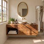 Contemporary Solid Wood Floating Bathroom Vanity With 4 Drawers