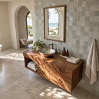 Contemporary Solid Wood Floating Bathroom Vanity With 4 Drawers