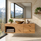 Contemporary Solid Wood Floating Bathroom Vanity With 4 Drawers