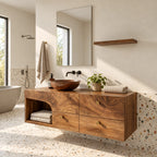 Contemporary Solid Wood Floating Bathroom Vanity With 4 Drawers
