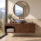 Contemporary Solid Wood Floating Bathroom Vanity With 4 Drawers