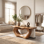 Organic Live Edge Console Table With Sculpted Loop Base For Entryway
