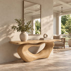 Organic Live Edge Console Table With Sculpted Loop Base For Entryway