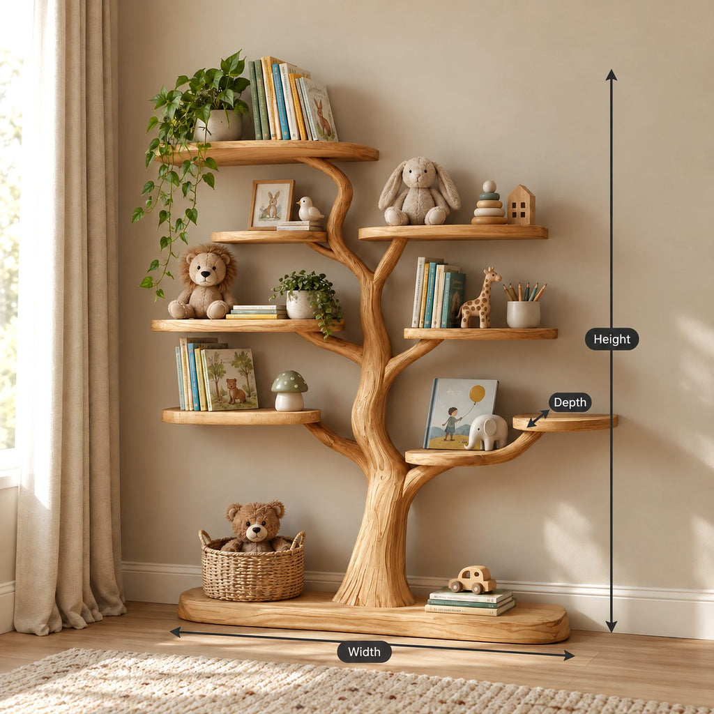 Playful Standing Kids Tree Bookshelf With Solid Base For Nursery