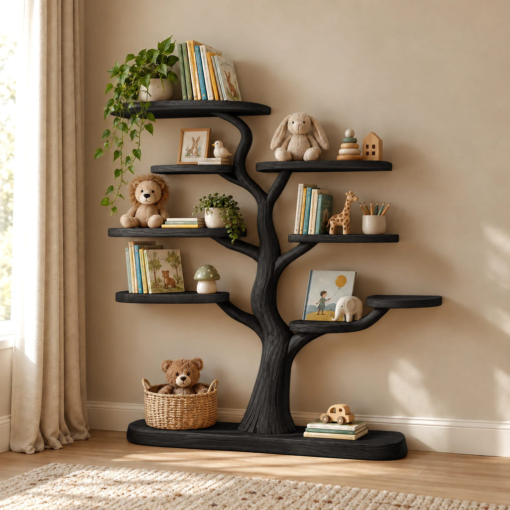 Playful Standing Kids Tree Bookshelf With Solid Base For Nursery