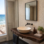 Coastal Solid Wood Floating Bathroom Vanity With Live Edge Front