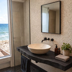 Coastal Solid Wood Floating Bathroom Vanity With Live Edge Front