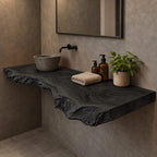 Handcrafted Thick Slab Floating Bathroom Vanity With Raw Live Edge