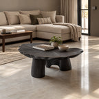 Mid Century Lotus Leaf Coffee Table With Chunky Pillar Legs For Living Room