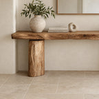 Minimalist Solid Wood Console Table With Chunky Log Legs For Entryway