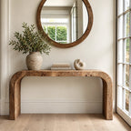 Rustic Chunky Waterfall Console Table With Rounded Edges For Entryway
