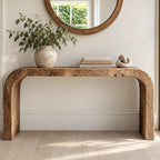 Rustic Chunky Waterfall Console Table With Rounded Edges For Entryway