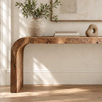 Rustic Chunky Waterfall Console Table With Rounded Edges For Entryway